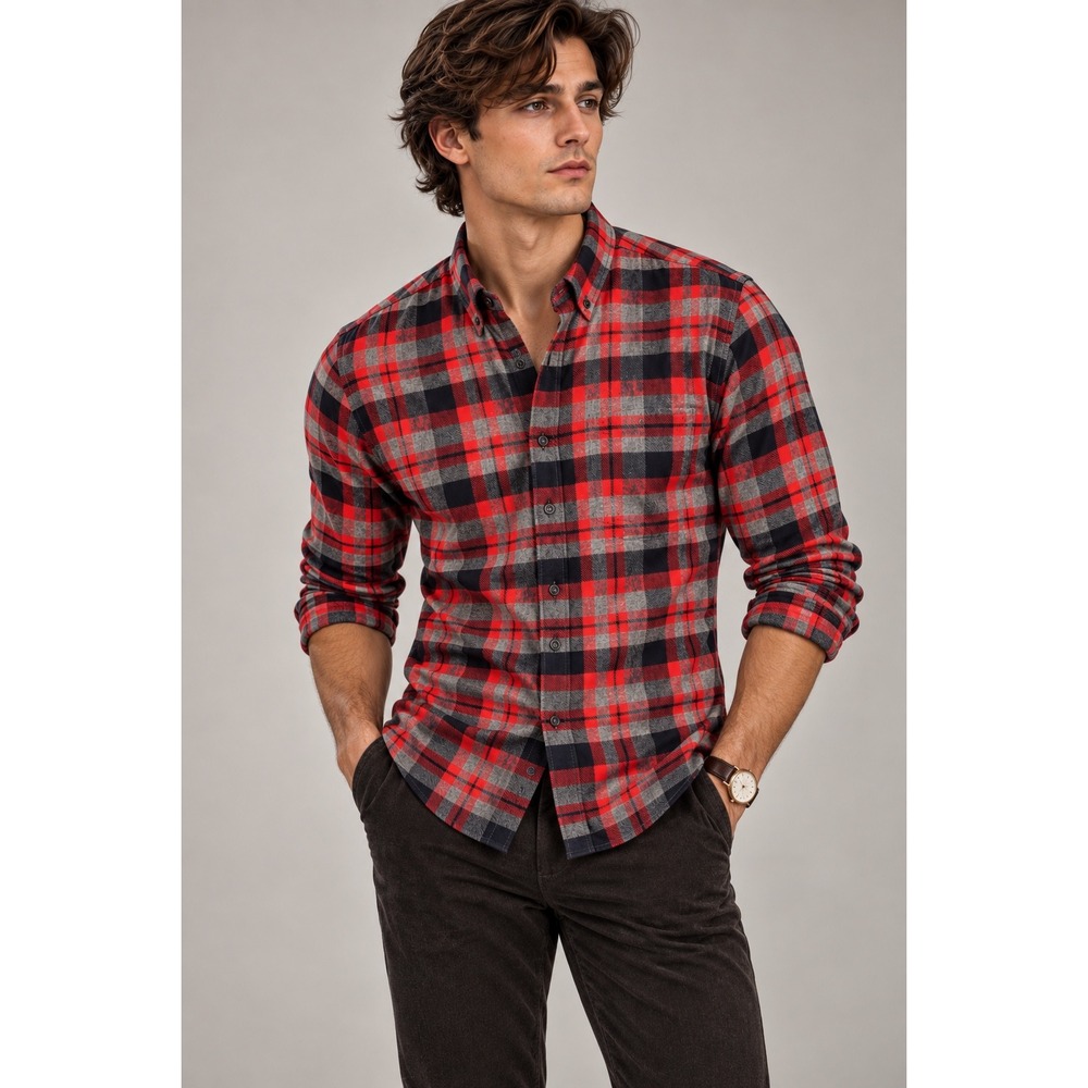 Denim & Flower Ricky Singh Mens M Plaid Shirt Unisex Grunge Dark Academia